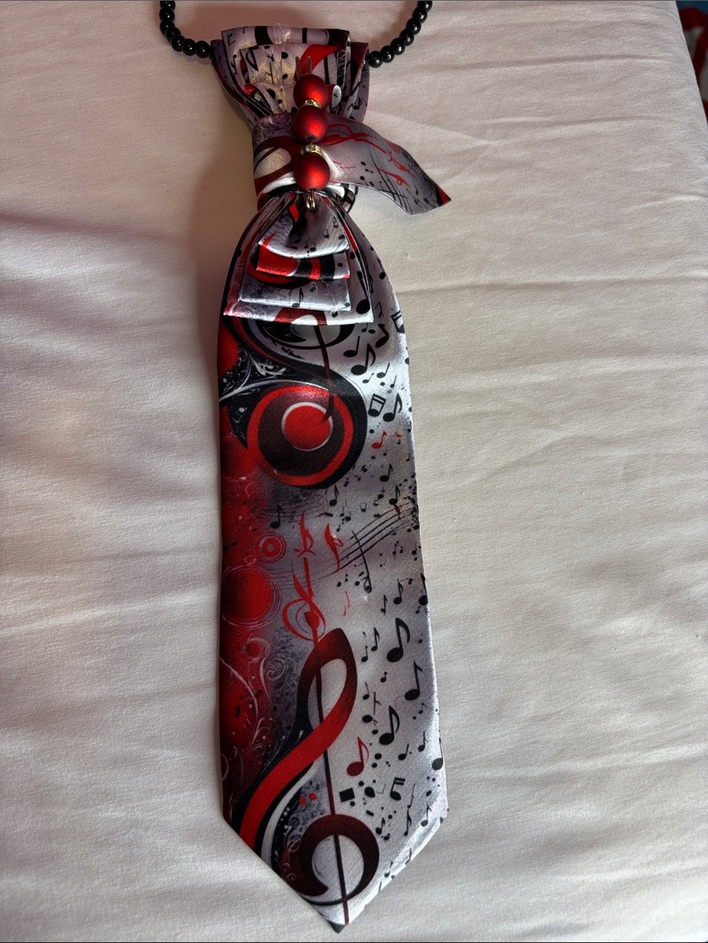 Hand Crafted Red and Black Musical Note Men's Tie